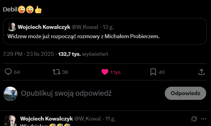 ODPOWIEDŹ Bońka na pomysł Kowala dot. Probierza w Widzewie xD